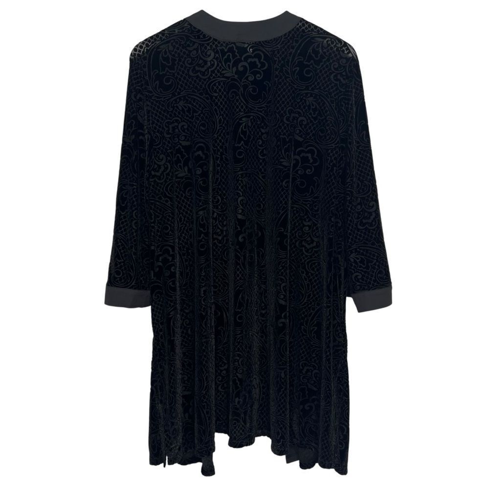 Catherines Black Velvet Robe Womens 2X 22/24 Open Front Kimono Sleeve $70 - Picture 3 of 6